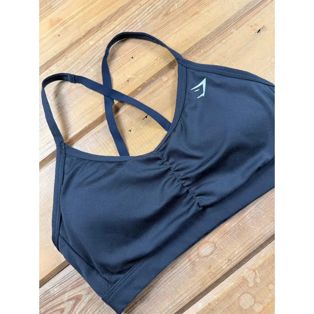 Gymshark Ruched Strappy Sports Bra Black Size Small Medium Support